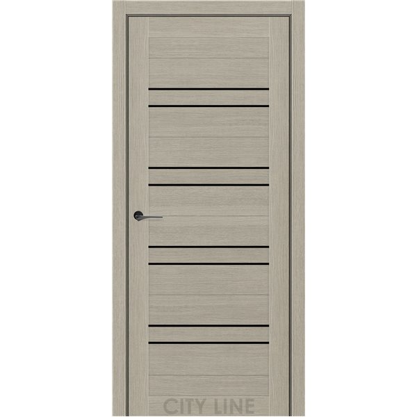 Двері міжкімнатні CITY LINE EXPRESS RAIMOND Котон Беж  Чорне скло