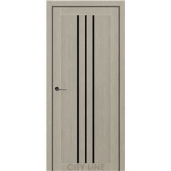 Двері міжкімнатні CITY LINE EXPRESS ROCKY Котон Беж Чорне скло