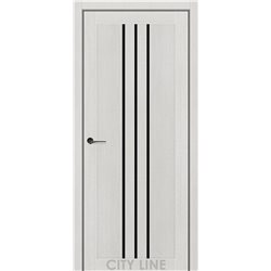 Двері міжкімнатні CITY LINE EXPRESS ROCKY Котон Крем Чорне скло