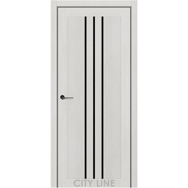 Двері міжкімнатні CITY LINE EXPRESS ROCKY Котон Крем Чорне скло