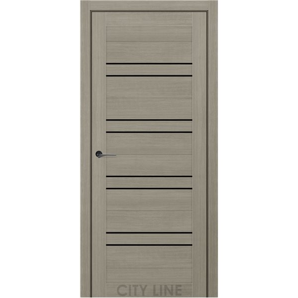 Двері міжкімнатні CITY LINE EXPRESS RAIMOND Котон Тауп Чорне скло