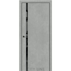 Двері міжкімнатні CITY LINE EXPRESS SUMMIT Бетон Чикаго Чорне скло