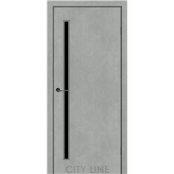 Двері міжкімнатні CITY LINE EXPRESS TWISTER Бетон Чикаго Чорне скло