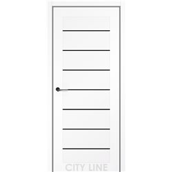 Двері міжкімнатні CITY LINE EXPRESS CLINTON Білий Діамант Чорне скло
