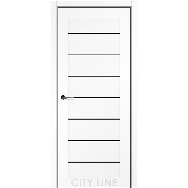 Двері міжкімнатні CITY LINE EXPRESS CLINTON Білий Діамант Чорне скло