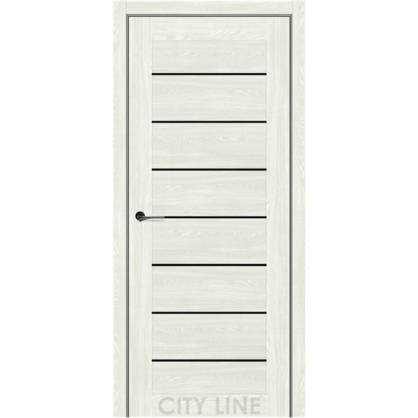 Двері міжкімнатні CITY LINE EXPRESS CLINTON Дуб Ангора Чорне скло