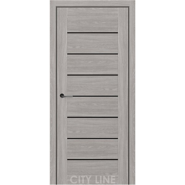 Двері міжкімнатні CITY LINE EXPRESS CLINTON Дуб Гладстоун Грей Чорне скло