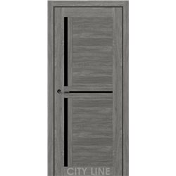 Двері міжкімнатні CITY LINE EXPRESS FLORUS Артвуд Грей Чорне скло