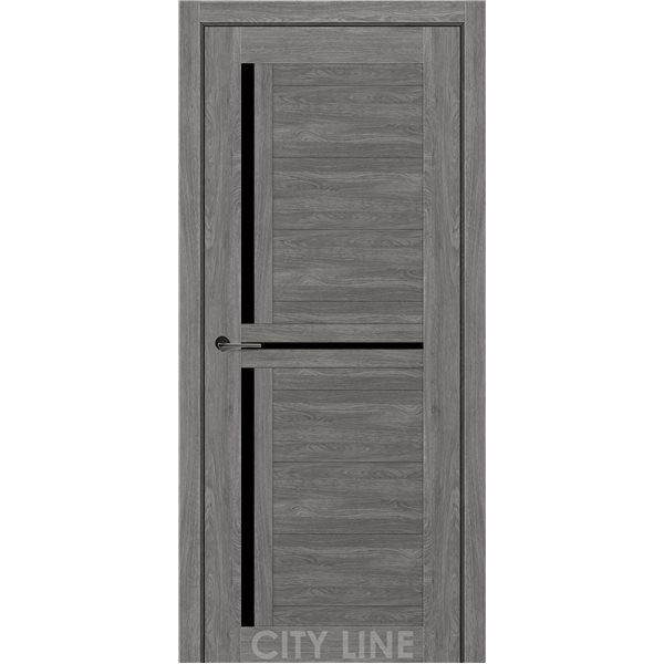 Двері міжкімнатні CITY LINE EXPRESS FLORUS Артвуд Грей Чорне скло