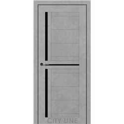 Двері міжкімнатні CITY LINE EXPRESS FLORUS Бетон Чикаго Чорне скло