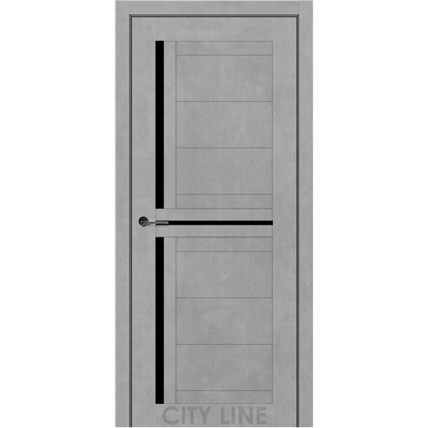 Двери межкомнатные CITY LINE EXPRESS FLORUS Бетон Чикаго Черное стекло