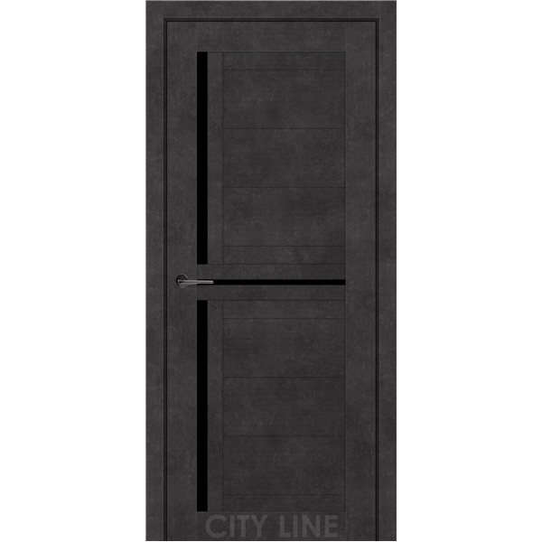 Двері міжкімнатні CITY LINE EXPRESS FLORUS Онікс Сірий Чорне скло