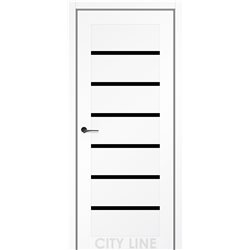 Двері міжкімнатні CITY LINE EXPRESS LIVARA Білий Діамант Чорне скло