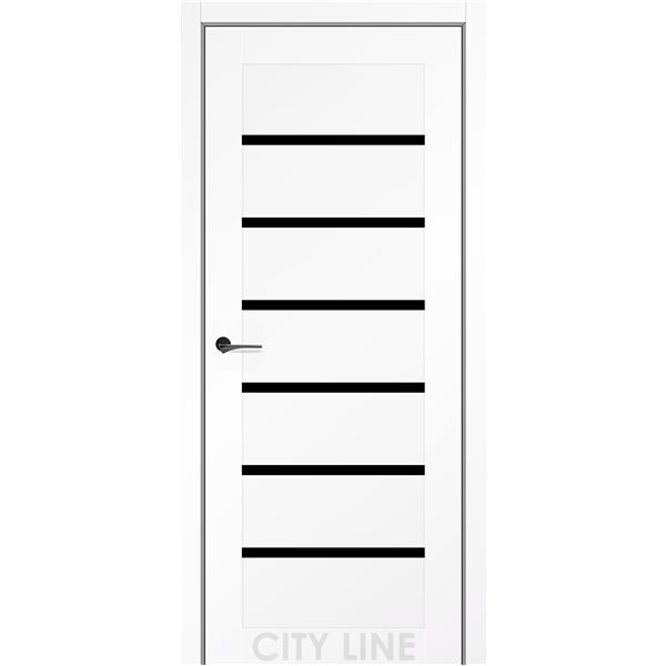 Двері міжкімнатні CITY LINE EXPRESS LIVARA Білий Діамант Чорне скло