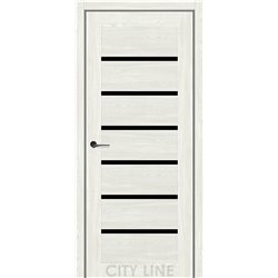 Двері міжкімнатні CITY LINE EXPRESS LIVARA Дуб Ангора Чорне скло