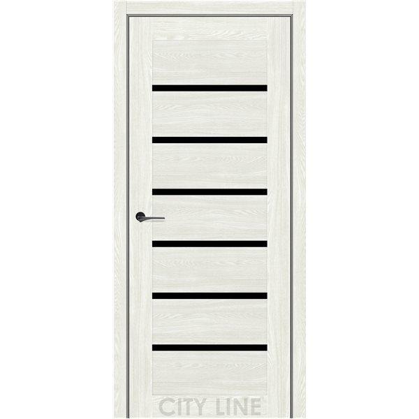 Двері міжкімнатні CITY LINE EXPRESS LIVARA Дуб Ангора Чорне скло