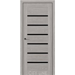 Двері міжкімнатні CITY LINE EXPRESS LIVARA Дуб Гладстоун Грей Чорне скло