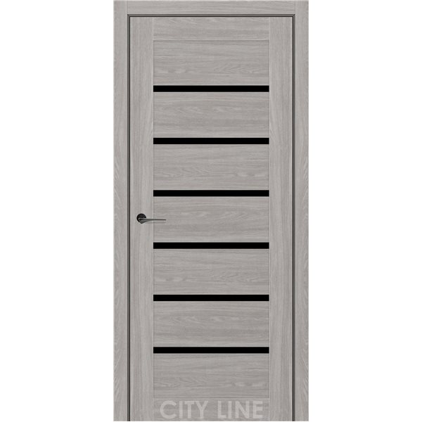 Двері міжкімнатні CITY LINE EXPRESS LIVARA Дуб Гладстоун Грей Чорне скло