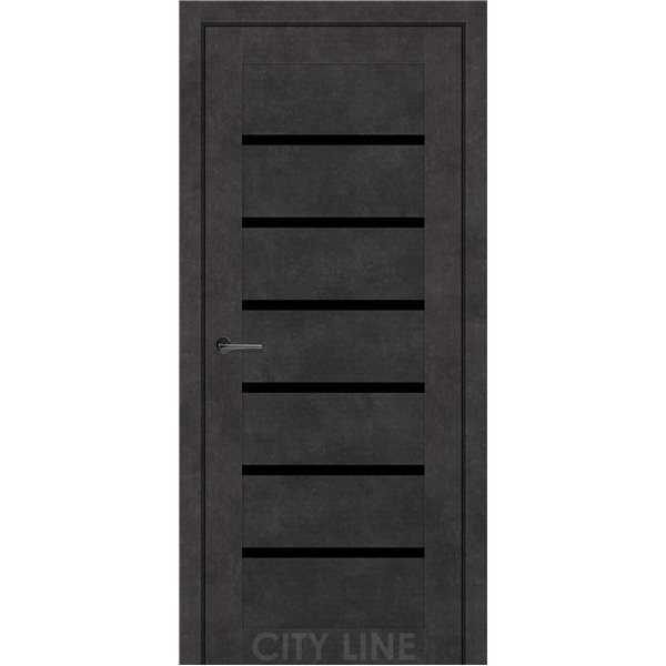 Двері міжкімнатні CITY LINE EXPRESS LIVARA Онікс Сірий Чорне скло