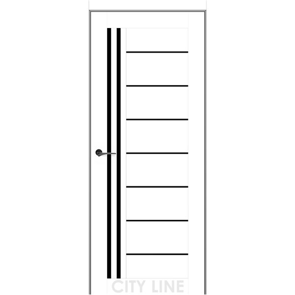 Двері міжкімнатні CITY LINE EXPRESS OPTIMA  Білий Діамант Чорне скло
