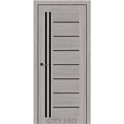 Двері міжкімнатні CITY LINE EXPRESS OPTIMA  Дуб Гладстоун Грей Чорне скло
