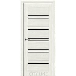 Двері міжкімнатні CITY LINE EXPRESS TERENZA Дуб Ангора Чорне скло