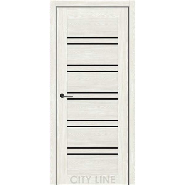 Двері міжкімнатні CITY LINE EXPRESS TERENZA Дуб Ангора Чорне скло