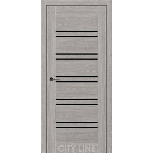 Двері міжкімнатні CITY LINE EXPRESS TERENZA Дуб Гладстоун Грей Чорне скло
