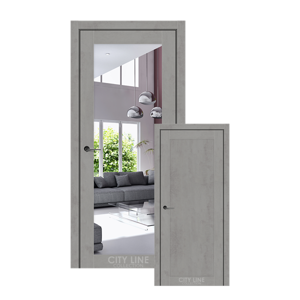 Межкомнатные двери CITY LINE TRENTON Хромикс Грей Зеркало серебряное