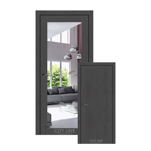 Міжкімнатні двері CITY LINE TRENTON Хромікс Антрацит Дзеркало срібне