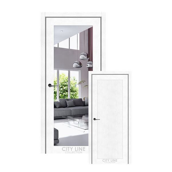 Міжкімнатні двері CITY LINE TRENTON Біла Структура  Дзеркало срібне