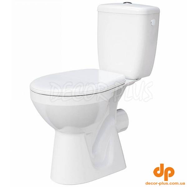 K33-007 Компакт 890 MITO GREY 010 SEAT PP UA з поліпропіленовим сидінням, горизонтальний випуск, боковий підвід води (1 сорт)