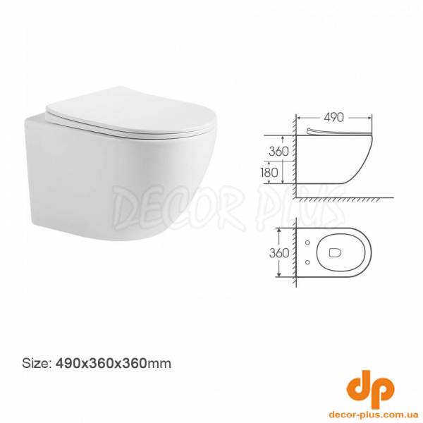 3303033 Lite Підвісний унітаз з кришкою soft-close, Vortex Flush, білий глянець (1 сорт)