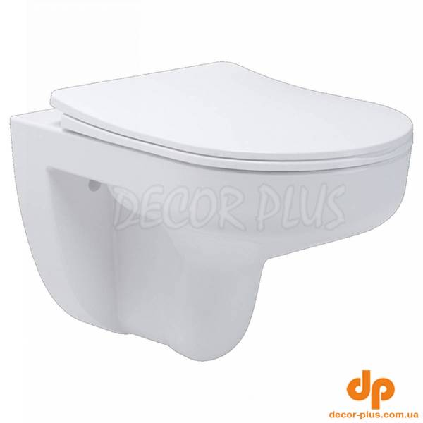 3810825 Simple Підвісний безобідковий унітаз з кришкою soft-close, Vortex Flush, білий глянець (1 сорт)