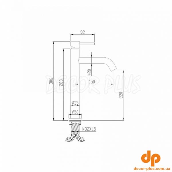 550536N Flow Змішувач д/раковини, високий, brushed nickel (1 сорт)