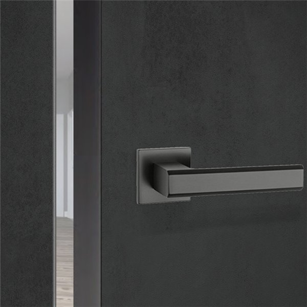 Межкомнатная дверь KORFAD EXPRESS ENIGMA Бетон Графит Черная матовая кромка Глухое