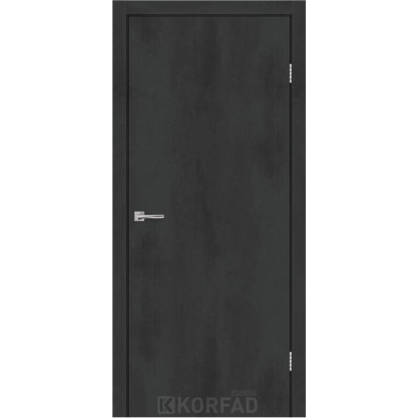 Межкомнатные двери KORFAD EXPRESS CORNER Бетон Графит Черная матовая кромка Глухая
