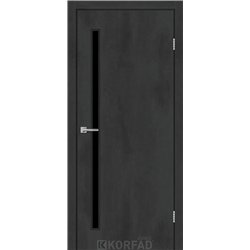 Межкомнатные двери KORFAD EXPRESS GLASS-03 Бетон Графит Черная матовая кромка Черное стекло