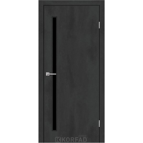 Межкомнатные двери KORFAD EXPRESS GLASS-03 Бетон Графит Черная матовая кромка Черное стекло