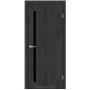 Межкомнатные двери KORFAD EXPRESS GLASS-03 Бетон Графит Черная матовая кромка Черное стекло