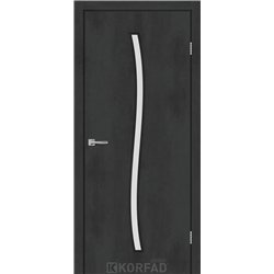 Межкомнатные двери KORFAD EXPRESS GLASS-04 Бетон Графит Черная матовая кромка Стекло Сатин