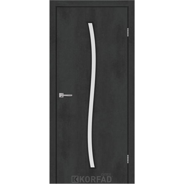Межкомнатные двери KORFAD EXPRESS GLASS-04 Бетон Графит Черная матовая кромка Стекло Сатин