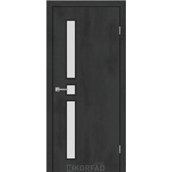 Межкомнатные двери KORFAD EXPRESS GLASS-05 Бетон Графит Черная матовая кромка Стекло Сатин