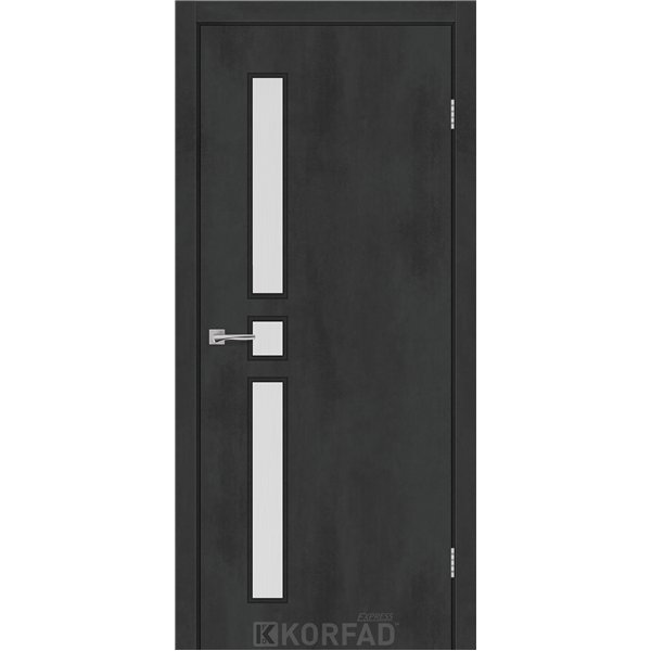 Межкомнатные двери KORFAD EXPRESS GLASS-05 Бетон Графит Черная матовая кромка Стекло Сатин