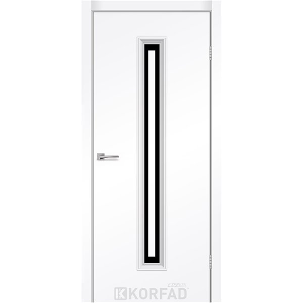 Межкомнатные двери KORFAD EXPRESS GLASS-02 Белый Мат Черное стекло