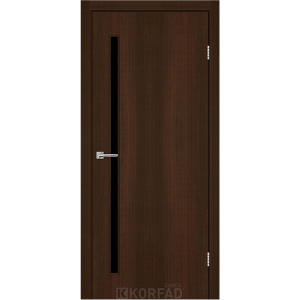 Межкомнатные двери KORFAD EXPRESS GLASS-03 Каштан Бурбон Черное стекло