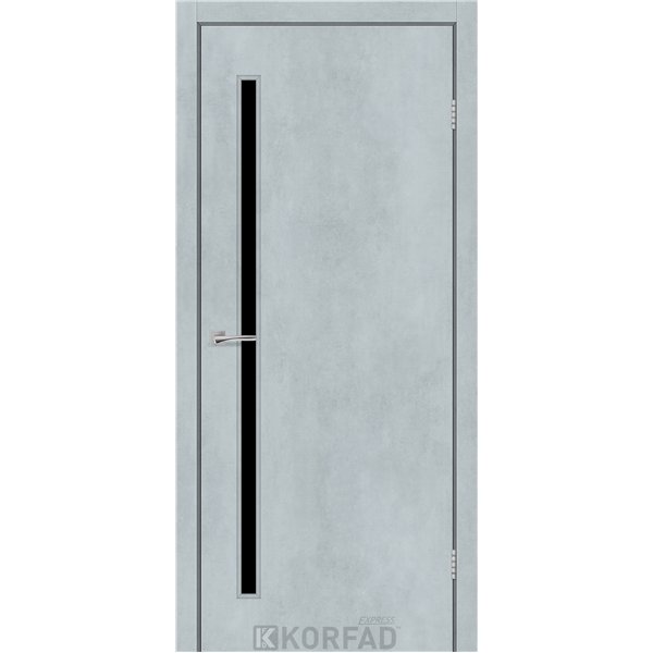 Межкомнатные двери KORFAD EXPRESS GLASS-03 Цемент Светлый Черное стекло