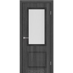 Межкомнатная дверь KORFAD EXPRESS KOLIN Ясень Гранит Черная матовая кромка Стекло Сатин