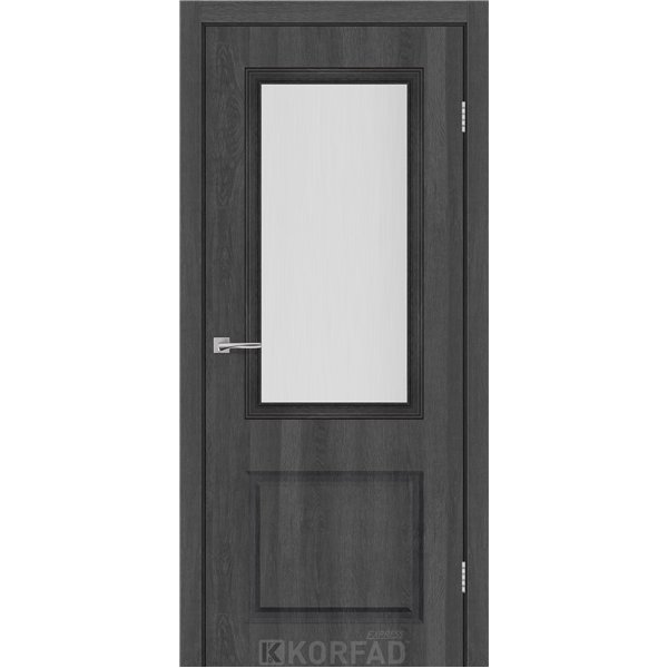 Межкомнатная дверь KORFAD EXPRESS KOLIN Ясень Гранит Черная матовая кромка Стекло Сатин