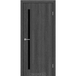 Межкомнатные двери KORFAD EXPRESS GLASS-03 Ясен Гранит Черная матовая кромка Черное стекло